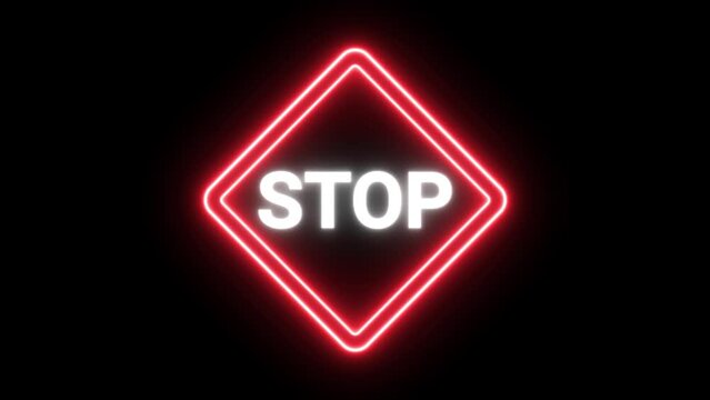 stop street sign stop neon animated street sign neon exclamation sign looping 4k