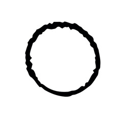 Hand drawn grunge geometric frame in circle shape. Abstract geometric figure.