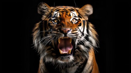 Fototapeta premium Close Up of a Tiger on black background