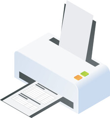 Printer with document office of isometric style