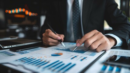 Person's hand showing stock market indicator on screen Financial indicators that is well planned