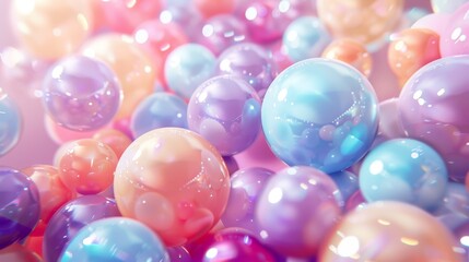 Abstract pastel-colored bubbles in soft focus, creating a dreamy and vibrant background for creative projects and design inspiration.