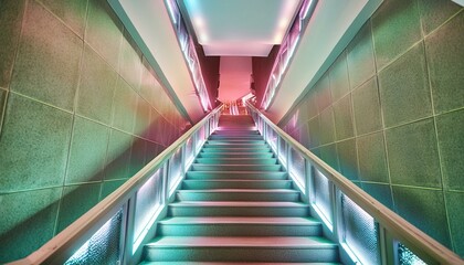 moving escalator in station, corridor, interior, architecture, tunnel, glass, light, floor, 