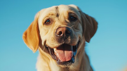 Adorable Dog Portrait Against a Blue Background