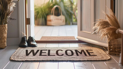 Door mat with welcome sign.