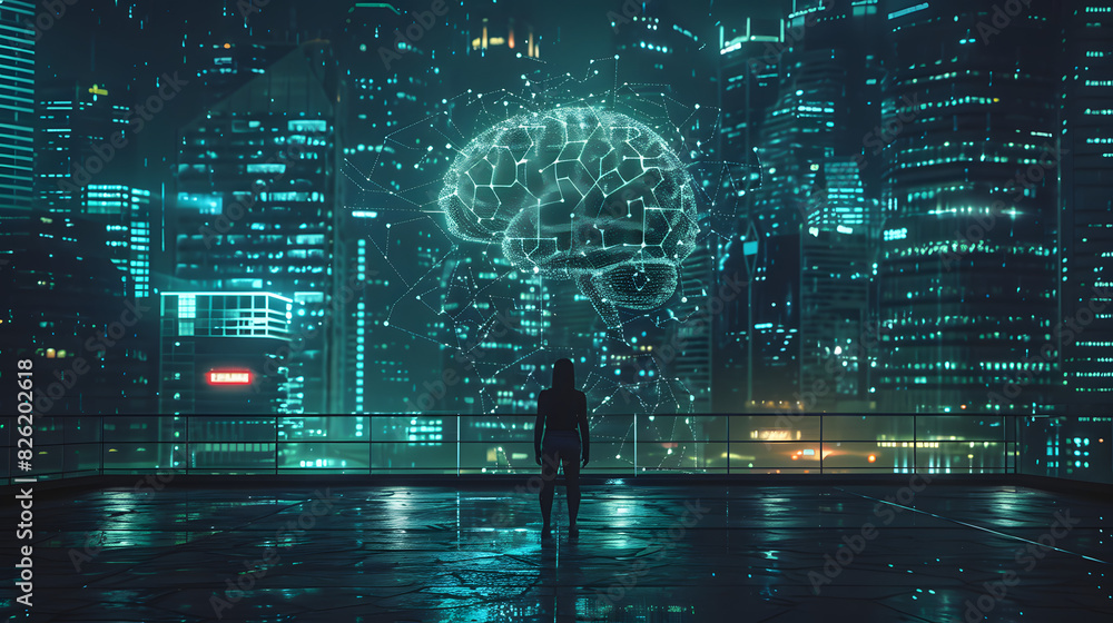 Poster large language model ai machine learning concept brain business