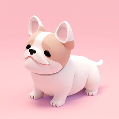 French bulldog 3d icon cartoon style