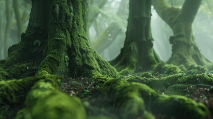 Fototapeta premium Tree Trunks Covered in Moss