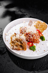 Gourmet italian meatballs with parmesan and basil