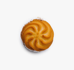Isolated shortbread cookie on white background