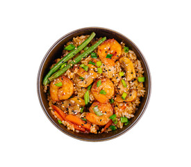 Shrimp and vegetable stir-fry rice bowl