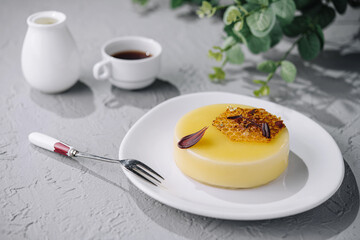 Elegant dessert plate with caramel topping