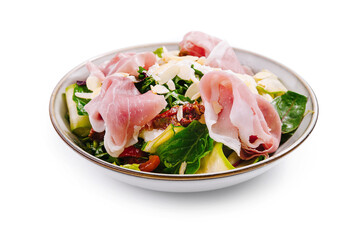 Fresh italian salad with prosciutto and parmesan