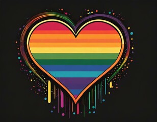 heart lgbt flag vector image on black background, queer pride month, wallpaper logo gay heart