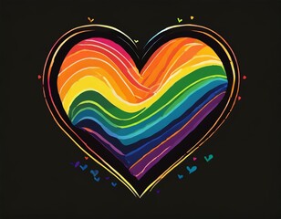 heart lgbt flag vector image on black background, queer pride month, wallpaper logo gay heart