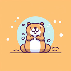 Bubbly_Beaver_Beaver_blowing_bubbles_Modern_Line_Icon