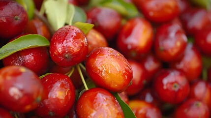 Bunch of ripe jujube fruits on a tree branch