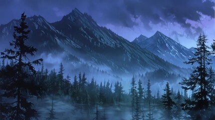 Scenic landscape of majestic mountains
