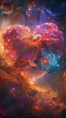 A celestial spectacle with love-themed galaxies arranged in a heart shape, bathed in technology-inspired hues. &ETH;&iexcl;osmic fusion. For Valentine's Day and International Women's Day on March 8th.