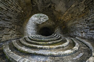 Naklejka premium Exploring the historic and architecturally stunning interior of an ancient stone amphitheater