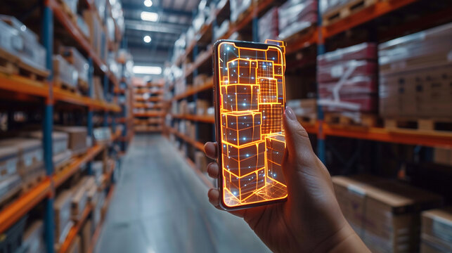 Revolutionising supply chains, a smart warehouse system utilizes AR to streamline package picking and delivery, showcasing the future of logistics.