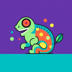 Fototapeta premium Cheerful_Chameleon_Chameleon_changing_colors_with_joy