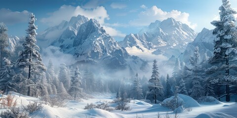 snowcovered winter mountain landscape