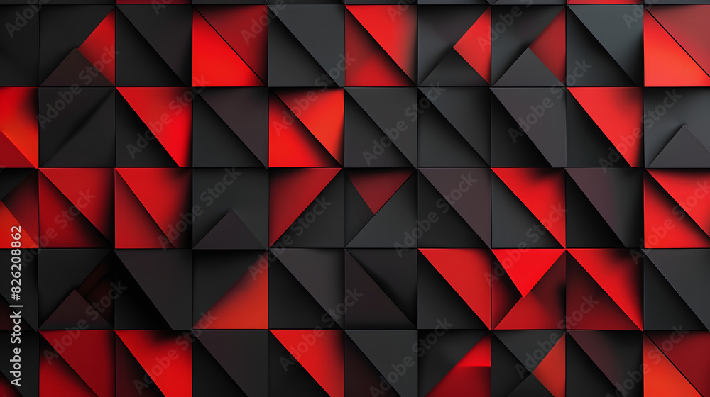 Aufkleber an abstract geometric vector background characterized by a black and red color palette, with careful
