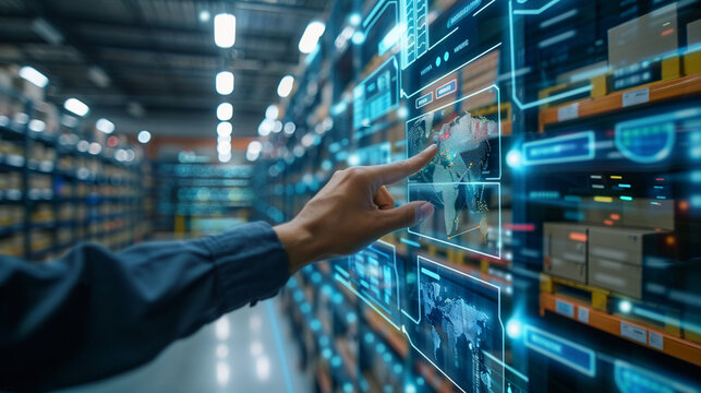 Revolutionising supply chains, a smart warehouse system utilizes AR to streamline package picking and delivery, showcasing the future of logistics.