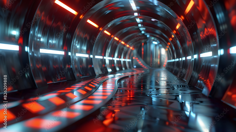 Poster visually appealing 3d rendering of an empty cinema filmstrip in a dynamic perspective
