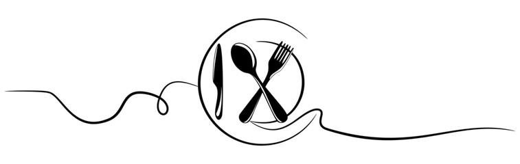 Line art cutlery for a food day