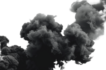 black mass smoke isolated on transparent background