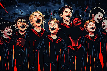Obraz premium A group of choir singers. Illustration. Music. 