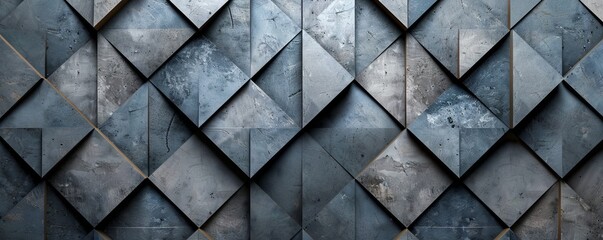 Obraz premium Futuristic Tiles arranged to create a 3D wall. Polished, Concrete Background formed from Diamond Shaped blocks. 3D Render