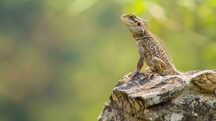 Obraz premium Reptile perched on a stone structure
