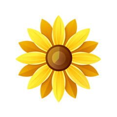 A vibrant sunflower illustration radiating bright yellow petals with a brown center, perfect for spring and summer-themed designs.
