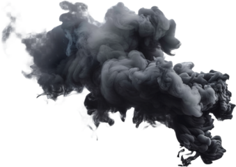 black smoke isolated on transparent background