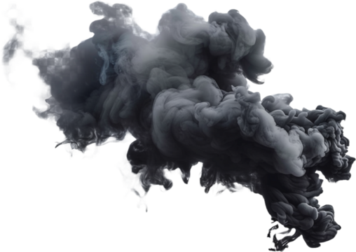 black smoke isolated on transparent background