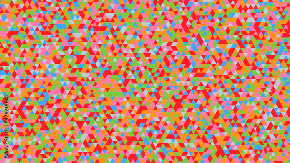Poster abstract seamless pattern design, red and orange colors, triangles pattern, texture design