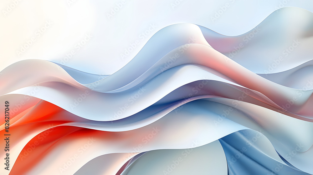 Poster modern abstract composition of blue and gradient red curves on white abstract
