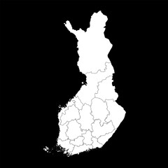 Finland map with regions. Vector illustration.