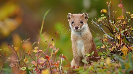 A stoat changing its coat color. 