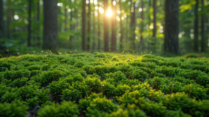 Micrograss and moss thriving in the forest, representing eco-friendly conservation efforts and the importance of environmental preservation.