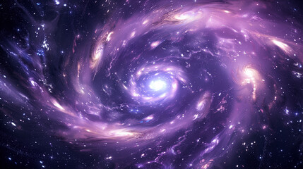 Fototapeta premium A pink galaxy with a bright star in the center. The image has a dreamy and ethereal quality, with the pink color