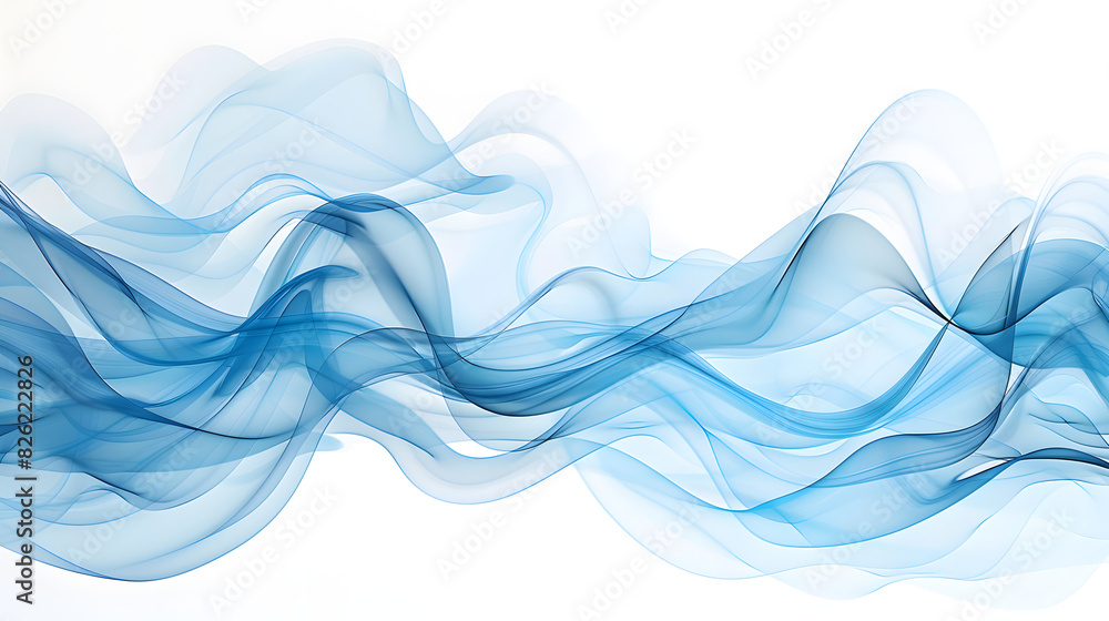 Poster design an elegant vector background with waves of soothing blue tones set against a pristine white b