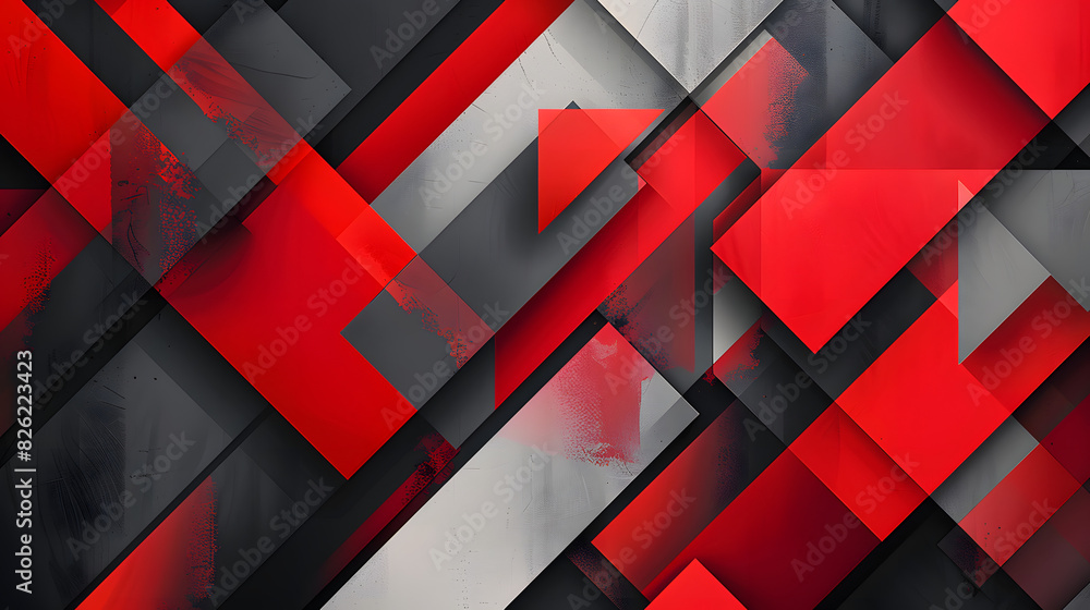 Poster design an abstract geometric vector background in shades of red and grey, emphasizing both visual in