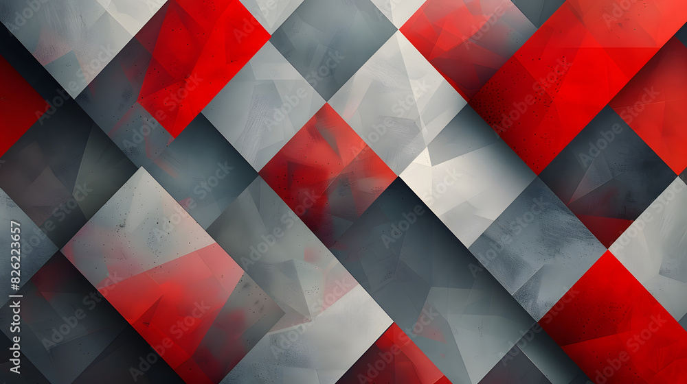 Poster design an abstract geometric vector background in shades of red and grey, emphasizing both visual in