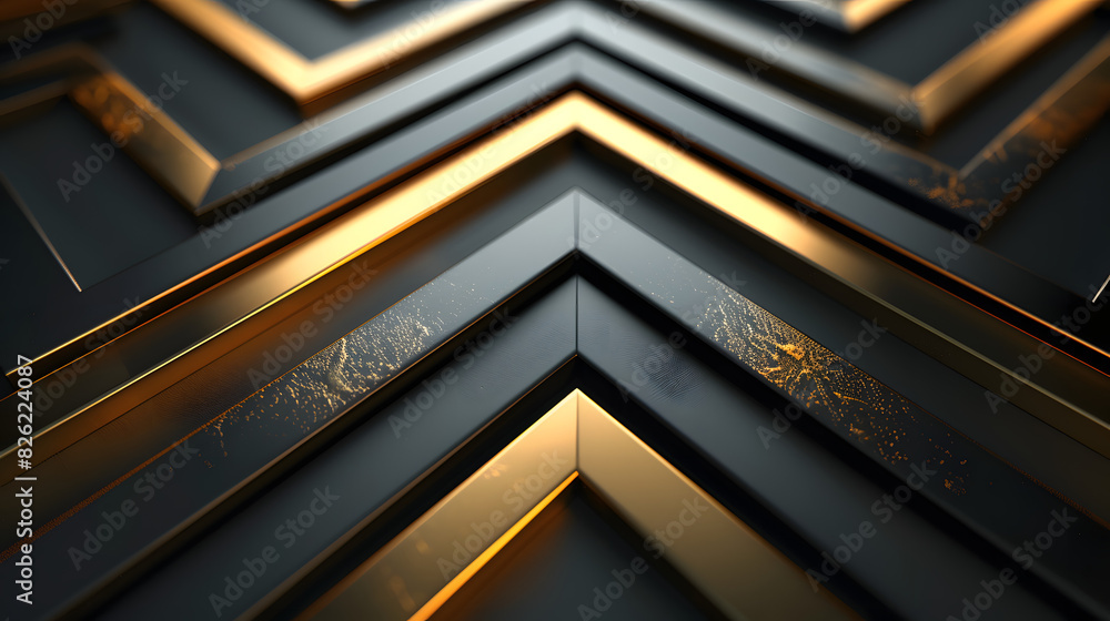Poster design an abstract concept with metallic gold arrows a abstract background