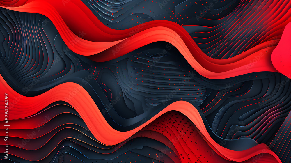 Aufkleber design a technology-inspired vector background featuring red and black geometric waves and lines