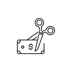 Bank Note and Scissors Line Icon